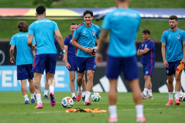 Croatia Training And press conference, PK, Pressekonferenz - FIFA World Cup, WM, Weltmeisterschaft, Fussball 2026 Igor Matanovic during the training session of Croatia one day ahead of the FIFA World Cup 2026 Group L match between Croatia and Ghana at Philadelphia Stadium on June 26, 2026 in Philadelphia, Pennsylvania, United States.  IgorxKralj PIXSELL