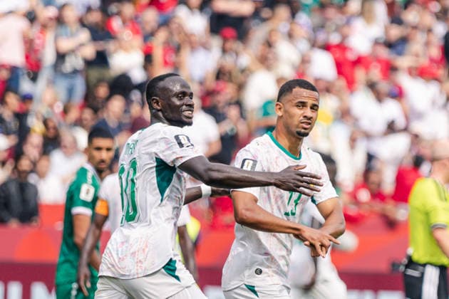 Sadio Mane of Senegal interacts with Iliman Ndiaye of Senegal during the FIFA World Cup, WM, Weltmeisterschaft, Fussball game between Senegal and Iraq at Toronto Stadium on June 26, 2026 in Toronto, Ontario, Canada  Copyright: xCurtisxWongx xSPPx Sportspressphoto_SPR177794