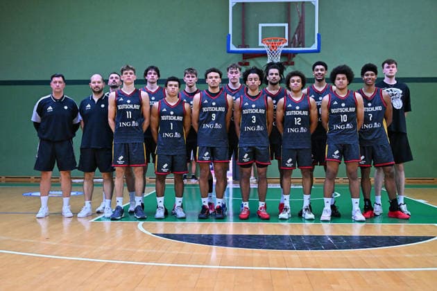 BASKETBALL - Exhibition Game - V. De Silvestro Memorial ? B. Meneghin Trophy - Germany vs. Greece Photo by IPA ABACAPRESS.COM86106462 - Germany U20 Team Domegge di Cadore (BL) Italy  Copyright: xIPAxSport ABACAx