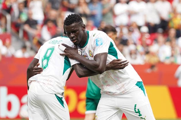 Senegal v Iraq - 2026 FIFA World Cup, WM, Weltmeisterschaft, Fussball Group I Lamine Camara 08 and Abdoulaye Seck 04 of Senegal celebrating after Senegal goal during the 2026 FIFA World Cup Group I match between Senegal and Iraq at Toronto Stadium. on June 26, 2026 in Toronto, Canada. (Photo by Leonardo Ramirez Eyepix Group) Copyright: xLeonardoxRamirezx xEyepixxGroupx LR26062026-00339