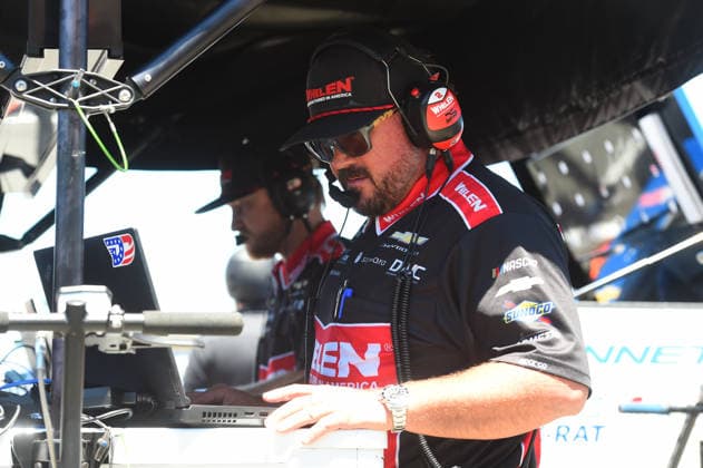 SONOMA, CA - JUNE 26: Danny Downforce Danny Stockman, crew chief for Jesse Love ( 2 Richard Childress Racing Whelen Chevrolet), in his pit box during qualifying for the Pit Boss FoodMaxx 250 NASCAR, Motorsport, USA O™Reilly Auto Parts Series race on June 26, 2026, at Sonoma Raceway in Sonoma, CA. (Photo by Chris Williams Sonoma Raceway Icon Sportswire) AUTO: JUN 26 NASCAR O™Reilly Auto Parts Series Pit Boss FoodMaxx 250 EDITORIAL USE ONLY Icon0072606261488