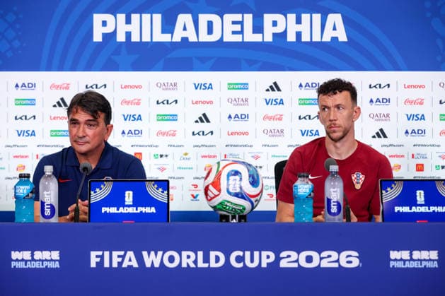 Croatia Training And press conference, PK, Pressekonferenz - FIFA World Cup, WM, Weltmeisterschaft, Fussball 2026 Croatia Head Coach Zlatko Dalic and Ivan Perisic speaks during the press conference of Croatia one day ahead of the FIFA World Cup 2026 Group L match between Croatia and Ghana at Philadelphia Stadium on June 26, 2026 in Philadelphia, Pennsylvania.  IgorxKralj PIXSELL
