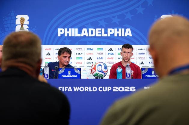 Croatia Training And press conference, PK, Pressekonferenz - FIFA World Cup, WM, Weltmeisterschaft, Fussball 2026 Croatia Head Coach Zlatko Dalic and Ivan Perisic speaks during the press conference of Croatia one day ahead of the FIFA World Cup 2026 Group L match between Croatia and Ghana at Philadelphia Stadium on June 26, 2026 in Philadelphia, Pennsylvania.  IgorxKralj PIXSELL