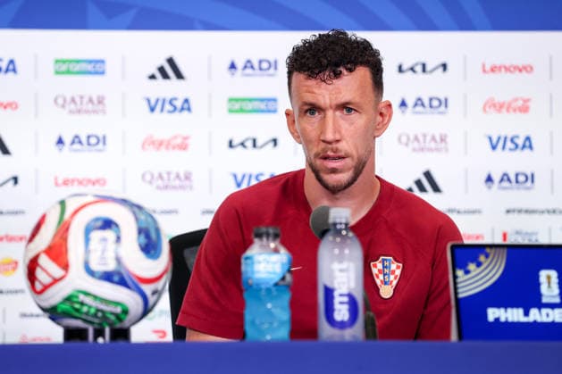Croatia Training And press conference, PK, Pressekonferenz - FIFA World Cup, WM, Weltmeisterschaft, Fussball 2026 Ivan Perisic speaks during the press conference of Croatia one day ahead of the FIFA World Cup 2026 Group L match between Croatia and Ghana at Philadelphia Stadium on June 26, 2026 in Philadelphia, Pennsylvania.  IgorxKralj PIXSELL