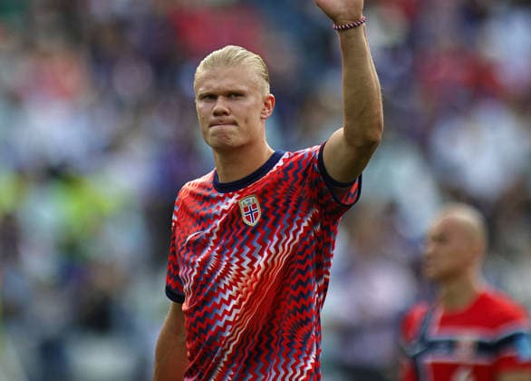 June 26, 2026, Rutherford, New Jersey, USA: Norway forward Erling Haaland (9) after the June 26th FIFA World Cup, WM, Weltmeisterschaft, Fussball 2026 matchup between Norway and France at Gillette Stadium in Foxborough, Massachusetts. Rutherford USA - ZUMAs325 20260626_zsp_s325_105 Copyright: xJessxStilesx