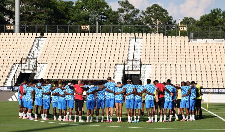 FIFA World Cup, WM, Weltmeisterschaft, Fussball 2026 - DR Congo training session DR Congo national soccer team players attend a training session in Kennesaw, Georgia, USA, 26 June 2026. DR Congo faces Uzbekistan on 27 June in a FIFA World Cup 2026 Group K match. KENNESAW United States  Copyright: xRONALDxWITTEKx