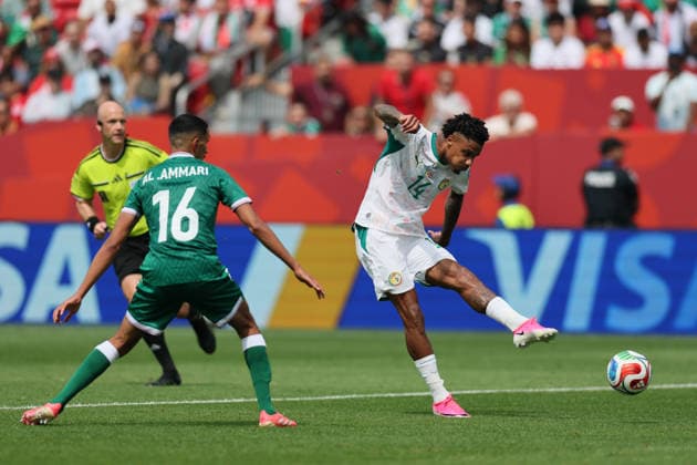 Toronto, Canada - 26 June: Ismail Jakobs 14 of Senegal shoots during the FIFA World Cup, WM, Weltmeisterschaft, Fussball 2026 match between Senegal vs Iraq at Toronto Stadium on 26 June 2026. Toronto Toronto Stadium Canada Copyright: xOPAxImagesxMohammadxKaramalix