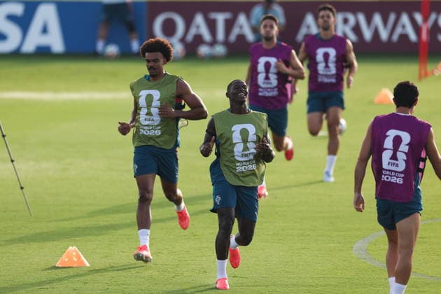 FIFA World Cup, WM, Weltmeisterschaft, Fussball 2026 - Portugal press conference, PK, Pressekonferenz Portugal national soccer team players during a training session at the training site at Garden District Park ahead of the FIFA World Cup 2026 in Palm Beach, Florida, USA, 27 June 2026. Palm Beach Florida United States  Copyright: xMIGUELxA.xLOPESx
