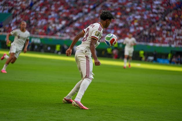 Uruguay v Spain - FIFA World Cup, WM, Weltmeisterschaft, Fussball 2026 - Group H ZAPOPAN, MEXICO - JUNE 26: Lamine Yamal of Spain in action during the 2026 FIFA World Cup First Stage Group H match between Uruguay and Spain at Estadio Akron (Guadalajara Stadium) in Zapopan, Guadalajara, Mexico on June 26, 2026. Juancho Torres Anadolu Jalisco Mexico. Editorial use only. Please get in touch for any other usage.  Copyright: x2026xAnadoluxJuanchoxTorresx
