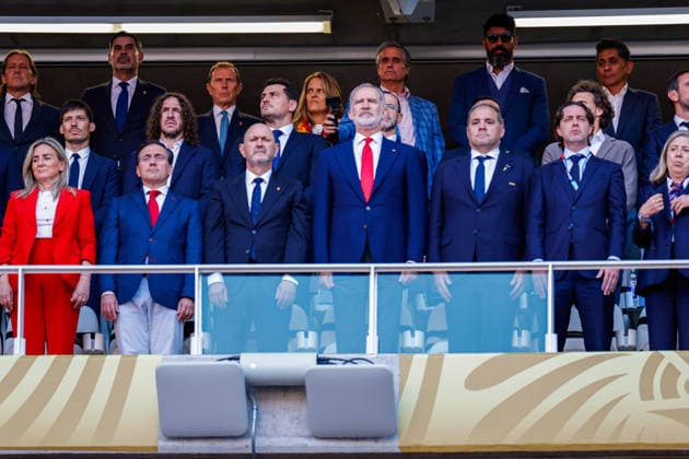 FIFA World Cup, WM, Weltmeisterschaft, Fussball 2026 URUGUAY VS SPAIN FIFA WORLD CUP 2026 URUGUAY VS SPAIN URUGUAY VS SPAIN 26062026 GUADALAJARA, MEXICO. Action photo of Felipe VI king of Spain, during Group H game of the FIFA World Cup 2026, held at the Estadio Guadalajara of Guadalajara, Jalisco. Foto de accion de Felipe VI rey de Espana, durante juego del Grupo H de la Copa del Mundo 2026 de la FIFA, celebrado en el Estadio Guadalajara de Guadalajara, Jalisco. PHOTO BY IMAGENSHOP AGENCIA FOTOGRAFICA GUADALAJARA JALISCO MEXICO *** FIFA WORLD CUP 2026 URUGUAY VS SPAIN FIFA WORLD CUP 2026 URUGUAY VS SPAIN URUGUAY VS SPAIN 06 26 2026 GUADALAJARA, MEXICO Action photo of King Felipe VI of Spain during a Group H match of the 2026 FIFA World Cup, held at the Estadio Guadalajara in Guadalajara, Jalisco Action photo of King Felipe VI of Spain, during a Group H match of the 2026 FIFA World Cup, held at the Estadio Guadalajara in Guadalajara, Jalisco. PHOTO BY IMAGENSHOP PHOTO AGENCY GUADALAJARA, JALISCO, MEXICO Copyright: xYOALIxMARTINEZx
