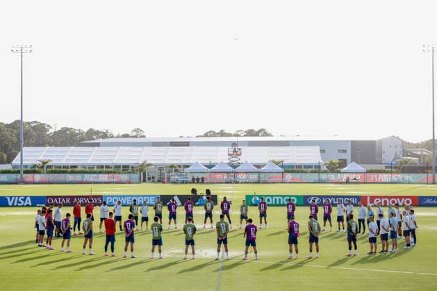 Portuguese players take part in a practice session in preparation for their match against Colombia at the 2026 FIFA World Cup, WM, Weltmeisterschaft, Fussball in Palm Beach, Florida, United States, 26 June 2026. FIFA World Cup 2026: Portugal s Training Session !ACHTUNG: NUR REDAKTIONELLE NUTZUNG!  Copyright: xAlbertoxEstevezx AME5006 20260627-55020724434_1