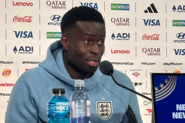Marc Guehi of England speaks at a press conference, PK, Pressekonferenz in East Rutherford, New Jersey, United States, 26 June 2026. Guehi said that playing in a World Cup is more than a dream and hopes to inspire all the children in Ivory Coast, the country where he was born. Marc Guéhi: Playing in the World Cup isn t a dream come true—it s more than a dream !ACHTUNG: NUR REDAKTIONELLE NUTZUNG!  Copyright: xJanxTéllezxAsensiox AME5010 20260627-55020724465_1