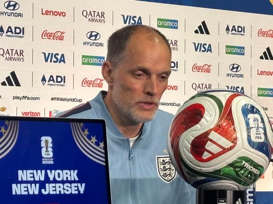 England head coach Thomas Tuchel speaks at a press conference, PK, Pressekonferenz in East Rutherford, New Jersey, United States, 26 June 2026. Marc Guéhi: Playing in the World Cup isn t a dream come true—it s more than a dream !ACHTUNG: NUR REDAKTIONELLE NUTZUNG!  Copyright: xJanxTéllezxAsensiox AME5008 20260627-55020724473_1