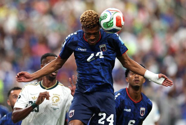 (260627) -- HOUSTON, June 27, 2026 -- Wagner Pina (front) of Cabo Verde heads the ball during the group H match between Cabo Verde and Saudi Arabia at the 2026 FIFA World Cup, WM, Weltmeisterschaft, Fussball at Houston Stadium in Houston, the United States, June 26, 2026. ) (SP)U.S.-HOUSTON-FOOTBALL-FIFA WORLD CUP-GROUP H-CPV VS KSA LixMing 