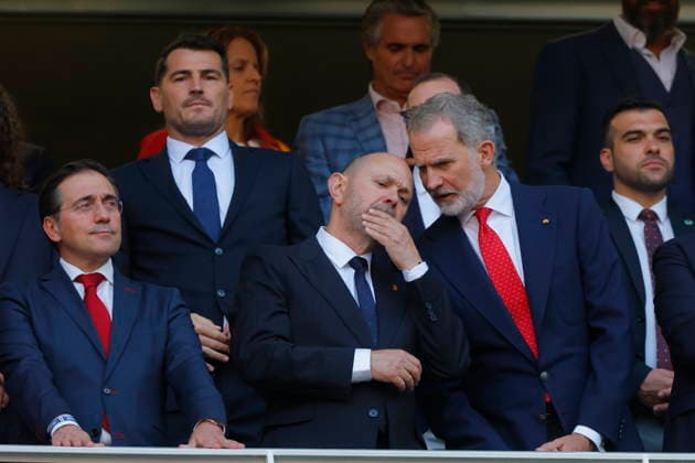 FIFA World Cup, WM, Weltmeisterschaft, Fussball 2026 - Group H - Uruguay vs Spain King Felipe VI (R) of Spain attends the FIFA World Cup 2026 group stage match between Uruguay and Spain at Akron Stadium in Guadalajara, Mexico, 26 June 2026. Guadalajara Mexico  Copyright: xFranciscoxGuascox