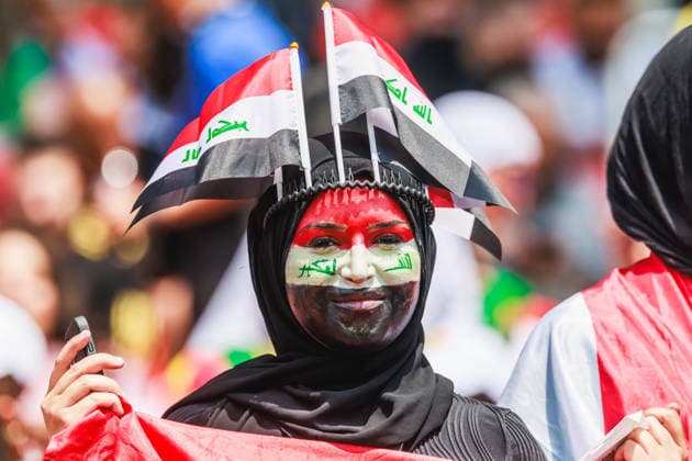 TORONTO, ON - JUNE 26: An Iraq supporter is seen before the FIFA World Cup, WM, Weltmeisterschaft, Fussball 2026 Group I match between Senegal and Iraq on June 26, 2026, at Toronto Stadium in Toronto, ON. (Photo by Mathew Tsang Icon Sportswire) SOCCER: JUN 26 FIFA World Cup 26 Group I - Senegal vs Iraq EDITORIAL USE ONLY Icon260626001