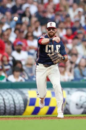 June 26, 2026: Cleveland Guardians third baseman Daniel Schneemann (10) throws to first after scooping up a ground ball during the sixth inning of the Major League Baseball game between the Seattle Mariners and Cleveland Guardians at Progressive Field in Cleveland, Ohio. CSM MLB, Baseball Herren, USA 2026: Mariners Vs Guardians JUN 26  - ZUMAc04_ 20260626_zma_c04_242 Copyright: xBrianxFisherx