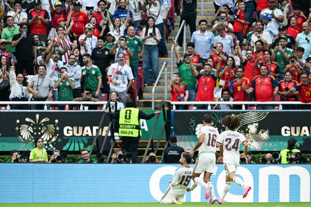 Alex Baena of Spain celebrates after scoring the team s first goal during a FIFA Men’s World Cup 2026 Group Stage football match between Uruguay and Spain at Guadalajara Stadium, in Guadalajara on June 26th 2026 (Photo by Nayra Halm SPP)  Copyright: xNayraxHalm SPPx Sportspressphoto_SPR177881