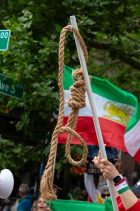 June 26, 2026, Seattle, Washington, USA: Protesters gather in SeattleÃ¢â‚¬â ¢s Pioneer Square in demonstration of the current ro gime in Tehran before the FIFA World Cup, WM, Weltmeisterschaft, Fussball match between Egypt and Iran on Friday, June 26, 2026. Seattle USA - ZUMAg235 20260626_zap_g235_002 Copyright: xPaulxChristianxGordonx