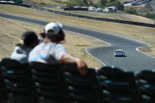 SONOMA, CA JUNE 26: Fans watch as Sam Corry ( 25 Bruce Toyota) races towards turn 3 during the ARCA Menards Series West General Tire 150 on June 26, 2026, at Sonoma Raceway in Sonoma, CA. (Photo by Chris Williams Sonoma Raceway Icon Sportswire) AUTO: JUN 26 ARCA Menards Series West General Tire 150 EDITORIAL USE ONLY Icon0072606260131