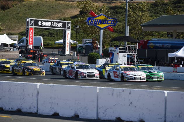 SONOMA, CA JUNE 26: The field heads towards turn 12 for a restart during the ARCA Menards Series West General Tire 150 on June 26, 2026, at Sonoma Raceway in Sonoma, CA. (Photo by Chris Williams Sonoma Raceway Icon Sportswire) AUTO: JUN 26 ARCA Menards Series West General Tire 150 EDITORIAL USE ONLY Icon0072606260159