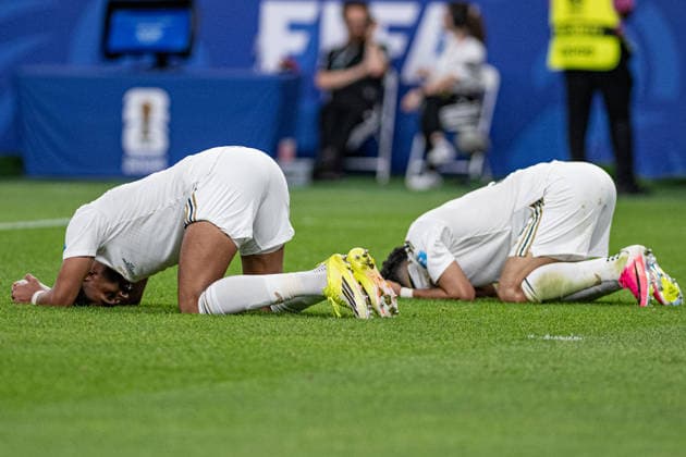Players of Saudi Arabia gestures after final whistle during the FIFA World Cup, WM, Weltmeisterschaft, Fussball 2026 Group D match between Cape Verde and Saudi Arabia at Houston Stadium in Houston, Texas, United States, on June 26th, 2026. (Photo by Riquelve Nata Sports Press Photo)  Copyright: xRiquelvexNata SportsxPressxPhotox Sportspressphoto_SPR177939