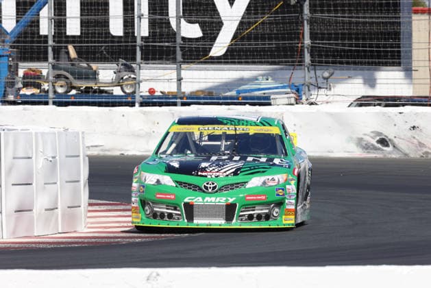 SONOMA, CA - JUNE 26: Mia Lovell* ( 15 Pine Health Toyota) in second place in turn 11 late in the race during the General Tire 150 ARCA Menards Series West race on June 26, 2026, at Sonoma Raceway in Sonoma, CA. (Photo by Marc Sanchez Sonoma Raceway Icon Sportswire) AUTO: JUN 26 ARCA Menards Series West General Tire 150 EDITORIAL USE ONLY Icon14426006266046