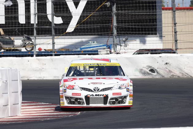 SONOMA, CA - JUNE 26: Sam Corry* ( 25 Bruce Toyota) leads in turn 11 late in the race during the General Tire 150 ARCA Menards Series West race on June 26, 2026, at Sonoma Raceway in Sonoma, CA. (Photo by Marc Sanchez Sonoma Raceway Icon Sportswire) AUTO: JUN 26 ARCA Menards Series West General Tire 150 EDITORIAL USE ONLY Icon14426006266047