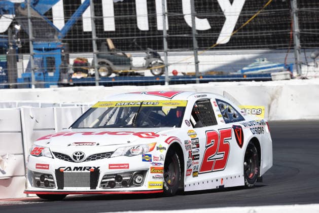 SONOMA, CA - JUNE 26: Sam Corry* ( 25 Bruce Toyota) leads in turn 11 late in the race during the General Tire 150 ARCA Menards Series West race on June 26, 2026, at Sonoma Raceway in Sonoma, CA. (Photo by Marc Sanchez Sonoma Raceway Icon Sportswire) AUTO: JUN 26 ARCA Menards Series West General Tire 150 EDITORIAL USE ONLY Icon14426006266048