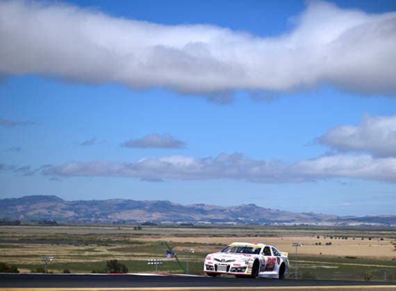 SONOMA, CA - JUNE 26: Sam Corry ( 25 Bruce Toyota) leads the early laps of the ARCA Menards Series West General Tire 150 on June 26, 2026, at Sonoma Raceway in Sonoma, CA. (Photo by Will Lester Icon Sportswire) AUTO: JUN 26 ARCA Menards Series West General Tire 150 EDITORIAL USE ONLY Icon26062603000