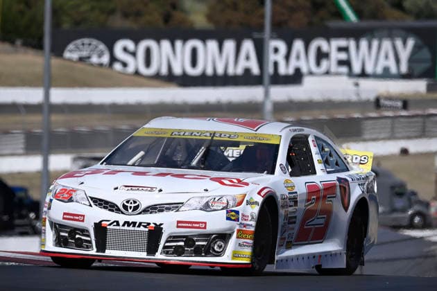 SONOMA, CA - JUNE 26: Sam Corry ( 25 Bruce Toyota) leads the early laps of the ARCA Menards Series West General Tire 150 on June 26, 2026, at Sonoma Raceway in Sonoma, CA. (Photo by Will Lester Icon Sportswire) AUTO: JUN 26 ARCA Menards Series West General Tire 150 EDITORIAL USE ONLY Icon26062603642