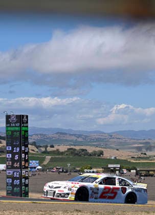 SONOMA, CA - JUNE 26: Sam Corry ( 25 Bruce Toyota) leads the early laps of the ARCA Menards Series West General Tire 150 on June 26, 2026, at Sonoma Raceway in Sonoma, CA. (Photo by Will Lester Icon Sportswire) AUTO: JUN 26 ARCA Menards Series West General Tire 150 EDITORIAL USE ONLY Icon26062604030