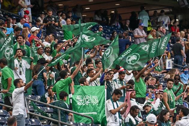 Cape Verde v Saudi Arabia - FIFA World Cup, WM, Weltmeisterschaft, Fussball 2026 - Group H HOUSTON, USA JUNE 26, 2026: Saudi Arabia supporters cheer from the stands ahead of the FIFA World Cup 2026 Group H match between Saudi Arabia and Cabo Verde at Houston Stadium in Houston, USA, on June 26, 2026. photo by Walid Ibrahim JNA Press HOUSTON United States of America Copyright: x xwalidxibrahimx xJNAxPressx