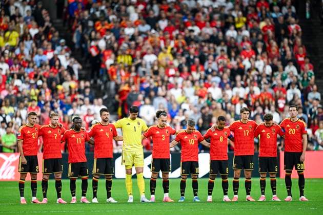 New Zealand vs Belgium - FIFA World Cup, WM, Weltmeisterschaft, Fussball 2026 VANCOUVER, CANADA - JUNE 26 : Red Devils Squad during anthem during the FIFA World Cup 2026 Group G match between New Zealand and Belgium at the BC Place Stadium on June 26, 2026 in Vancouver, Canada, 26 06 2026 Vancouver Canada  Copyright: xNicoxVereeckenx