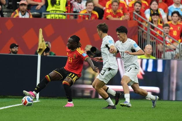 New Zealand v Belgium - FIFA World Cup, WM, Weltmeisterschaft, Fussball 2026 - Group G VANCOUVER, CANADA - JUNE 26: Doku (L) of Belgium in action against Ryan Thomas (23) of New Zealand during the 2026 FIFA World Cup First Stage Group G match between New Zealand and Belgium at BC Place (Vancouver Stadium) in Vancouver, British Columbia, Canada on June 26, 2026. Ercin Erturk Anadolu British Columbia Canada. Editorial use only. Please get in touch for any other usage.  Copyright: x2026xAnadoluxErcinxErturkx