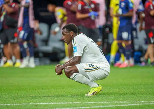 HOUSTON, TX - JUNE 26: Saud Abdulhamid 12 of Saudi Arabia reacts to the team being eliminated following the 0-0 during the FIFA World Cup, WM, Weltmeisterschaft, Fussball 2026 Group H match between Cabo Verde and Saudi Arabia on June 26, 2026 at Houston Stadium in Houston, Texas. (Photo by Leslie Plaza Johnson Icon Sportswire) SOCCER: JUN 26 FIFA World Cup 26 Group H - Cabo Verde vs Saudi Arabia EDITORIAL USE ONLY Icon260626030