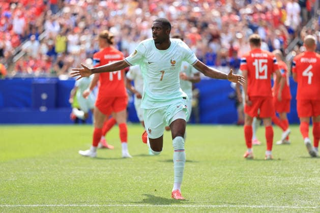 Football - FIFA World Cup, WM, Weltmeisterschaft, Fussball - Group I - Norway v France 26th June 2026 - FIFA World Cup - Group I - Norway v France - Ousmane Dembele of France celebrates after scoring their 1st goal - Photo: Simon Stacpoole Offside. Foxborough USA *** Fußball – FIFA-Weltmeisterschaft, Gruppe I: Norwegen gegen Frankreich, 26. Juni 2026 – FIFA-Weltmeisterschaft, Gruppe I: Norwegen gegen Frankreich – Ousmane Dembélé aus Frankreich jubelt nach seinem ersten Tor. Foto: Simon Stacpoole – Abseits – Foxborough, USA  Copyright: xSimonxStacpoolexOffside