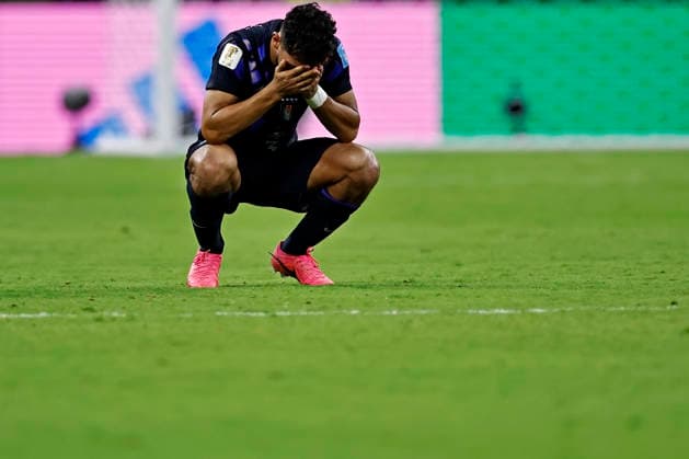 June 26, 2026, Guadalajara, Jalisco, Mexico: Sebastian Caceres of Uruguay shows dejection after the teams 0-1 defeat in the match between the match between Uruguay and Spain for the 3st round of the group H of the FIFA World Cup, WM, Weltmeisterschaft, Fussball 2026, at Guadalajara Stadium, in Guadalajara, Mexico on June 26, 2026. Photo: DiaEsportivo Guadalajara Mexico - ZUMAh208 20260626_zsp_h208_061 Copyright: xHeulerxAndreyx