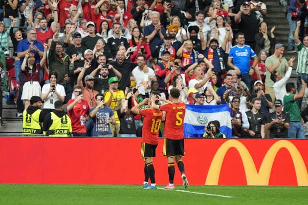 New Zealand v Belgium - FIFA World Cup, WM, Weltmeisterschaft, Fussball 2026 - Group G VANCOUVER, CANADA - JUNE 26: Leandro Trossard of Belgium celebrates after scoring a goal during the 2026 FIFA World Cup First Stage Group G match between New Zealand and Belgium at BC Place (Vancouver Stadium) in Vancouver, British Columbia, Canada on June 26, 2026. Ercin Erturk Anadolu British Columbia Canada. Editorial use only. Please get in touch for any other usage.  Copyright: x2026xAnadoluxErcinxErturkx