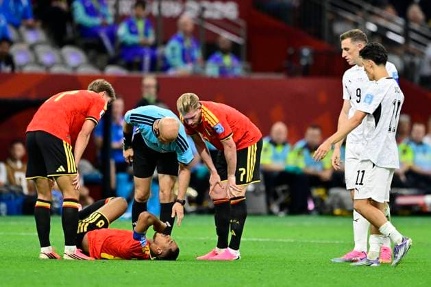 New Zealand vs Belgium - FIFA World Cup, WM, Weltmeisterschaft, Fussball 2026 VANCOUVER, CANADA - JUNE 26 : Tielemans Youri midfielder of Belgium injured during the FIFA World Cup 2026 Group G match between New Zealand and Belgium at the BC Place Stadium on June 26, 2026 in Vancouver, Canada, 26 06 2026 Vancouver Canada  Copyright: xJanxDexMeuleneirx
