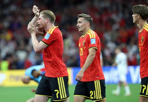 Belgium s Kevin De Bruyne celebrates after scoring the 3-0 goal during a soccer game between Belgian national team, Nationalteam Red Devils and New Zealand, on Friday 26 June 2026, at the BC Place Vancouver stadium in Vancouver, Canada, the third game in the group stage of the FIFA World Cup, WM, Weltmeisterschaft, Fussball 2026. The Diables Rouges - Rode Duivels were drawn into Group G. BRUNOxFAHY  x179496790x