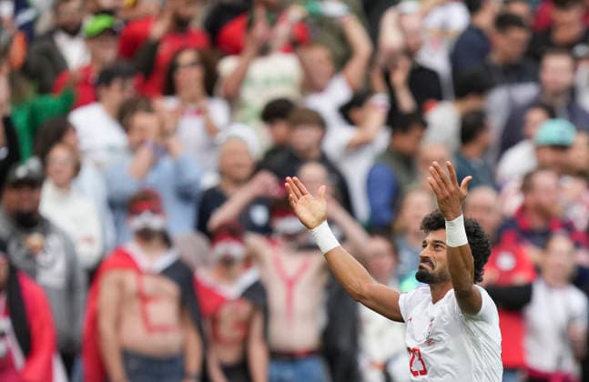 (260627) -- SEATTLE, June 27, 2026 -- Ramin Rezaeian of Iran celebrates his goal during the group G match between Egypt and Iran at the 2026 FIFA World Cup, WM, Weltmeisterschaft, Fussball at Seattle Stadium in Seattle, the United States, June 26, 2026. ) (SP)U.S.-SEATTLE-FOOTBALL-FIFA WORLD CUP-GROUP G-EGY VS IRN PengxZiyang 