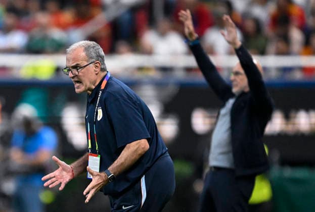 (260627) -- GUADALAJARA, June 27, 2026 -- Marcelo Bielsa, head coach of Uruguay, reacts during the group H match between Uruguay and Spain at the 2026 FIFA World Cup, WM, Weltmeisterschaft, Fussball at Guadalajara Stadium in Guadalajara, Mexico, June 26, 2026. ) (SP)MEXICO-GUADALAJARA-FOOTBALL-FIFA WORLD CUP-GROUP H-URU VS ESP LixMuzi 