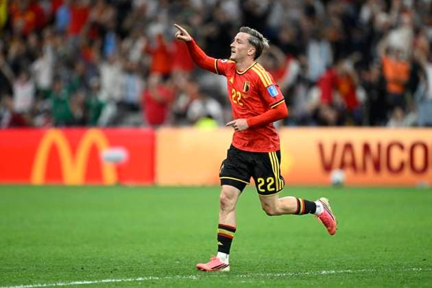 New Zealand vs Belgium - FIFA World Cup, WM, Weltmeisterschaft, Fussball 2026 VANCOUVER, CANADA - JUNE 26 : Saelemaekers Alexis midfielder of Belgium celebrating scoring a goal (5-1) during the FIFA World Cup 2026 Group G match between New Zealand and Belgium at the BC Place Stadium on June 26, 2026 in Vancouver, Canada, 26 06 2026 Vancouver Canada  Copyright: xNicoxVereeckenx