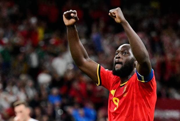 Belgium s Romelu Lukaku celebrates after winning a soccer game between Belgian national team, Nationalteam Red Devils and New Zealand, on Friday 26 June 2026, at the BC Place Vancouver stadium in Vancouver, Canada, the third game in the group stage of the FIFA World Cup, WM, Weltmeisterschaft, Fussball 2026. The Diables Rouges - Rode Duivels were drawn into Group G. DIRKxWAEM  x179498422x