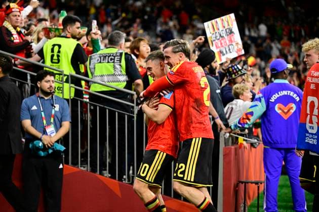 New Zealand vs Belgium - FIFA World Cup, WM, Weltmeisterschaft, Fussball 2026 VANCOUVER, CANADA - JUNE 26 : Trossard Leandro forward of Belgium and Saelemaekers Alexis midfielder of Belgium during the FIFA World Cup 2026 Group G match between New Zealand and Belgium at the BC Place Stadium on June 26, 2026 in Vancouver, Canada, 26 06 2026 Vancouver Canada  Copyright: xJanxDexMeuleneirx