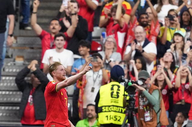 June 26, 2026, Vancouver, Bc, CANADA: Belgium s Kevin de Bruyne (7) celebrates his goal against New Zealand during the first half of a World Cup Group D soccer match, in Vancouver, on Friday, June 26, 2026. Canada News - June 26, 2026  - ZUMAc35_ 20260626_zaf_c35_369 Copyright: xEthanxCairnsx