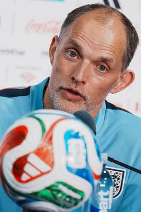 (260627) -- NEW YORK, June 27, 2026 -- Head coach of England Thomas Tuchel attends a press conference, PK, Pressekonferenz at the FIFA World Cup, WM, Weltmeisterschaft, Fussball 2026 in New York New Jersey Stadium, the United States, on June 26, 2026. ) (SP)U. S.-NEW YORK-FOOTBALL-FIFA WORLD CUP-PRESS CONFERENCE-ENGLAND XuxChang 