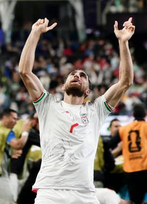 (260627) -- SEATTLE, June 27, 2026 -- Alireza Jahanbakhsh of Iran celebrates a goal by Shoja Khalilzadeh that is later disallowed during the group G match between Egypt and Iran at the 2026 FIFA World Cup, WM, Weltmeisterschaft, Fussball at Seattle Stadium in Seattle, the United States, June 26, 2026. (Photo by Xinhua) (SP)U.S.-SEATTLE-FOOTBALL-FIFA WORLD CUP-GROUP G-EGY VS IRN ArthurxDong 