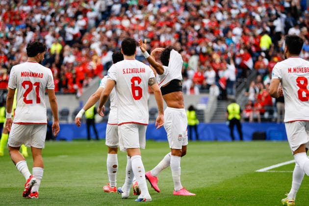 SEATTLE, WA - JUNE 26: Defender Ramin Rezaeian 23 of IR Iran reacts after scoring a goal during the FIFA World Cup, WM, Weltmeisterschaft, Fussball 2026 Group G match between Egypt and IR Iran on June 26, 2026 at Seattle Stadium in Seattle, Washington. (Photo by Henry Rodenburg Icon Sportswire) SOCCER: JUN 26 FIFA World Cup 26 Group G - Egypt vs IR Iran EDITORIAL USE ONLY Icon260626021